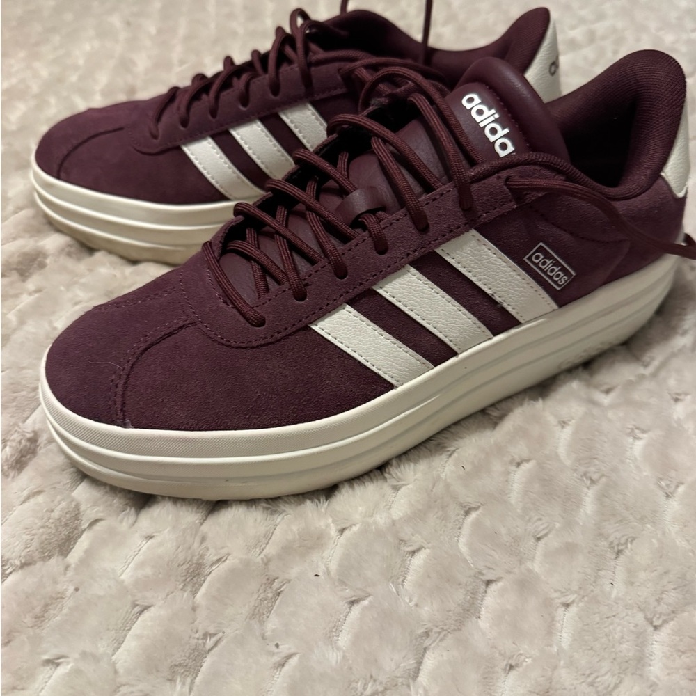 adidas Burgundy and White Athletic Shoes